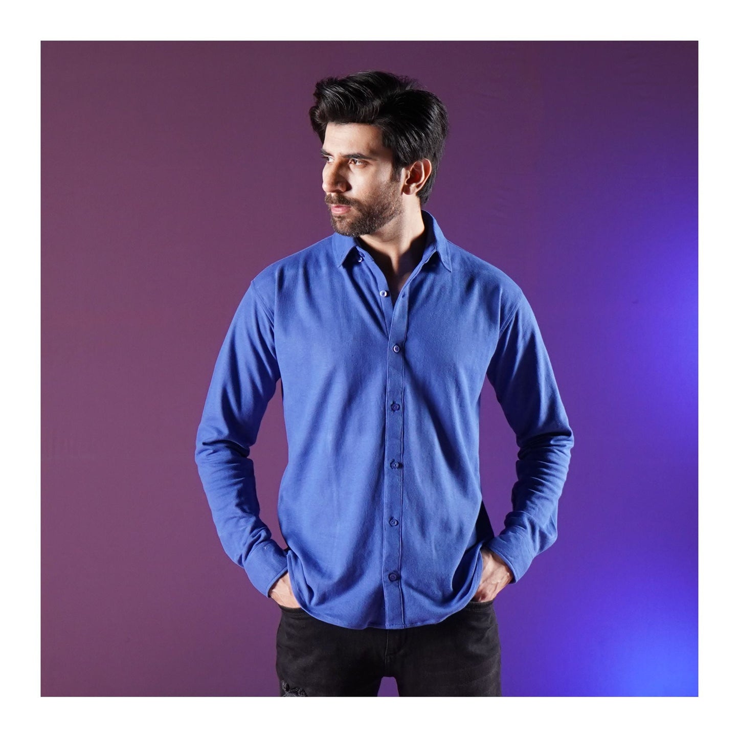 Basix Men's Royal Knitted Pique Fabric Shirt MCS-201