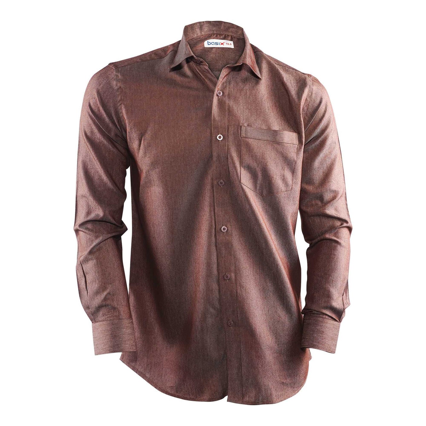 Basix Men's Textured Fabric Classic Brown MFS-102