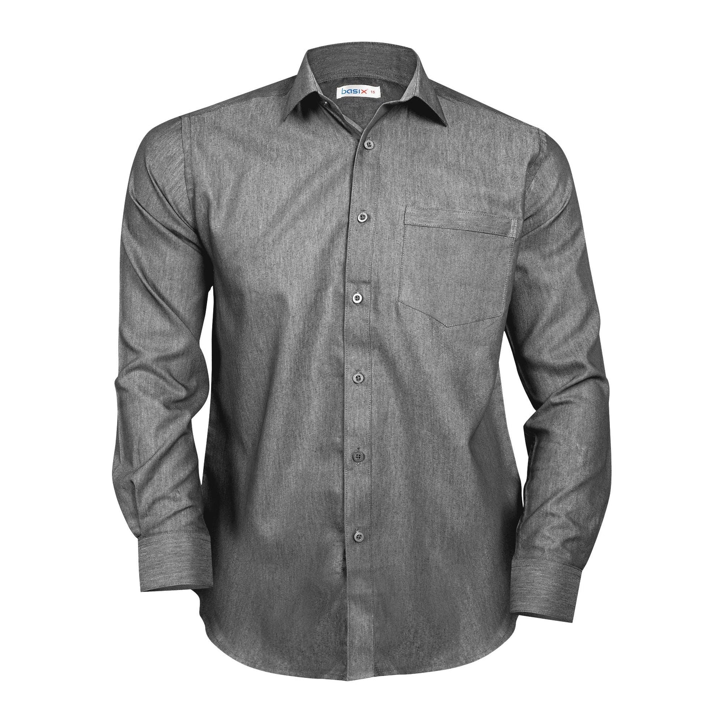 Basix Men's Textured Fabric Aristo Grey Shirt MFS-104