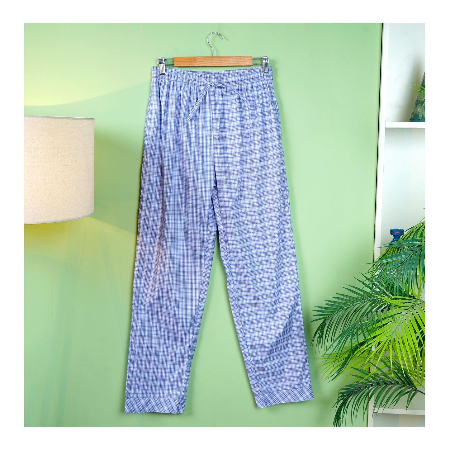 Basix Men's Check Trouser Blue & White MT-923