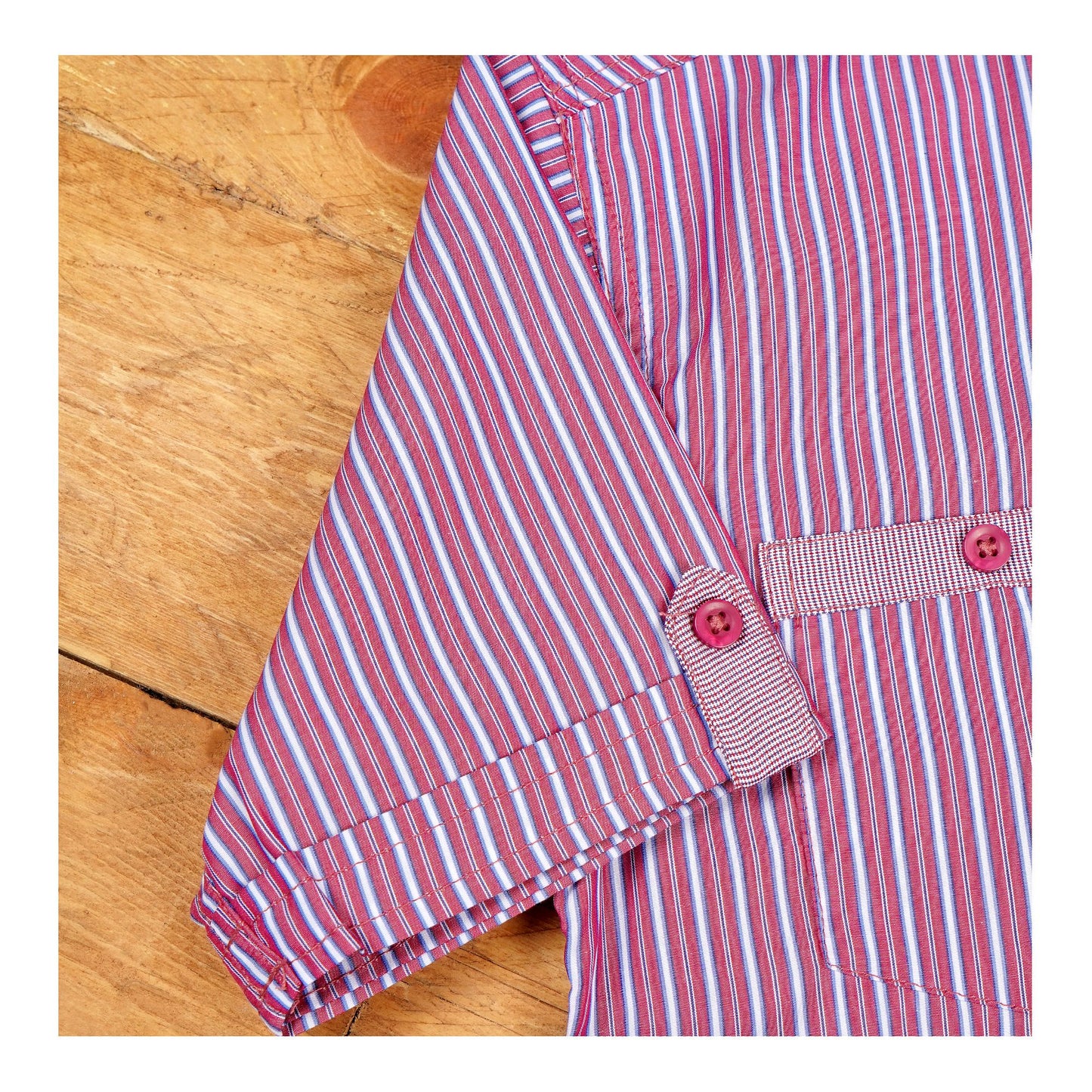 Basix Kids Maroon & Sky Blue Stripes Twin Pocket Short Sleeves Casual Shirt, For Boys, BYS-257