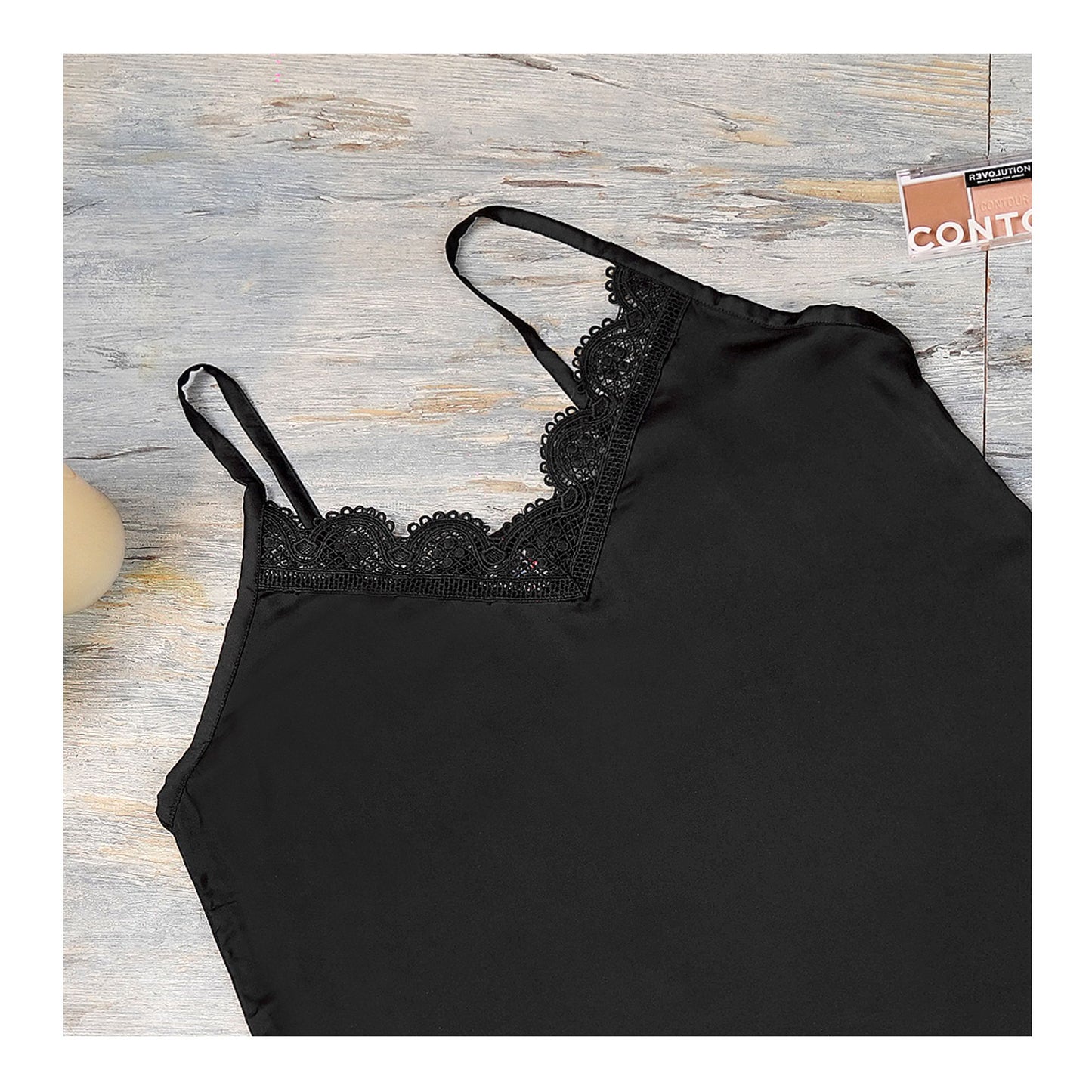 Basix Women's Black Cami Slip With Matching Laces, CS-122