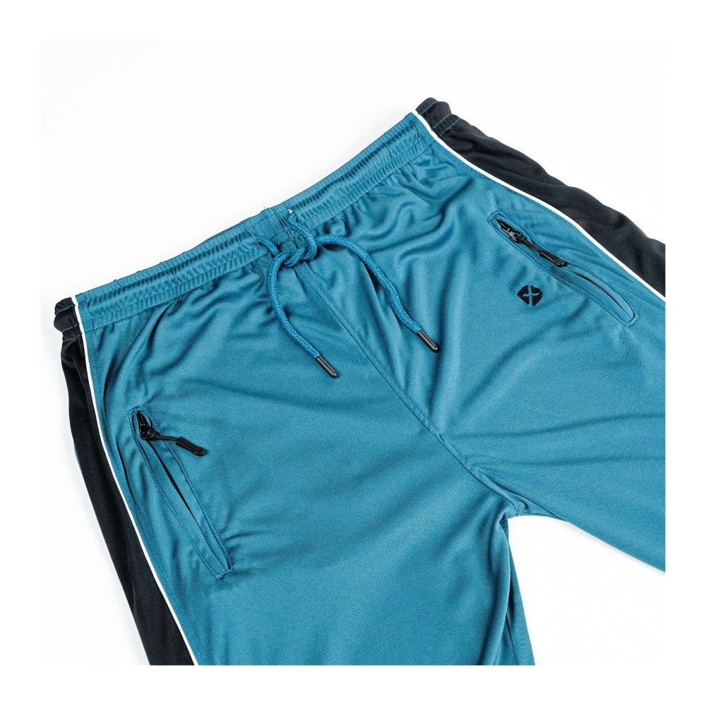 Basix Dry Fit Full Sleeves Embroidered Men's Tracksuit, Teal & Black, TS-205