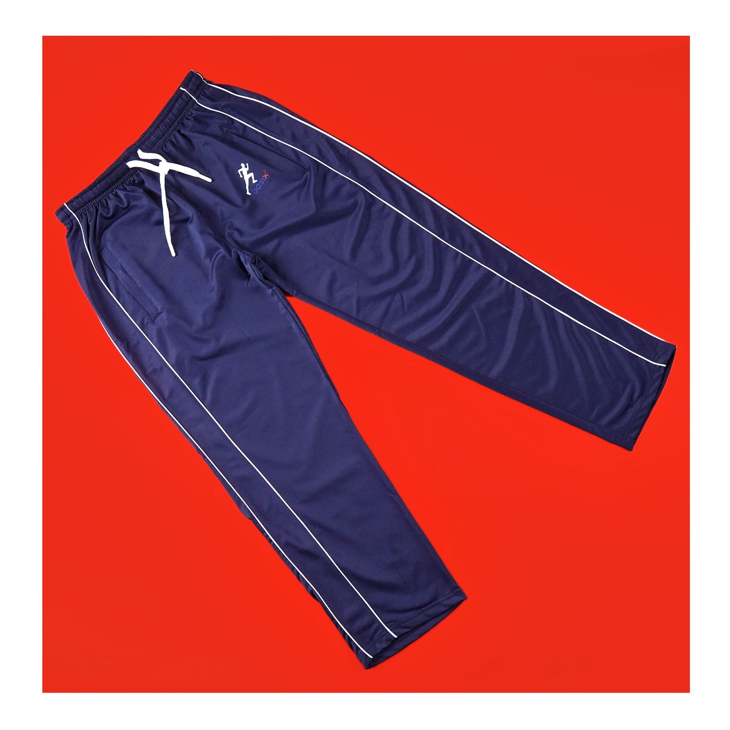Basix Men's Terry Stretch & Zipper Pockets Trouser, Navy Blue & White, MT-950