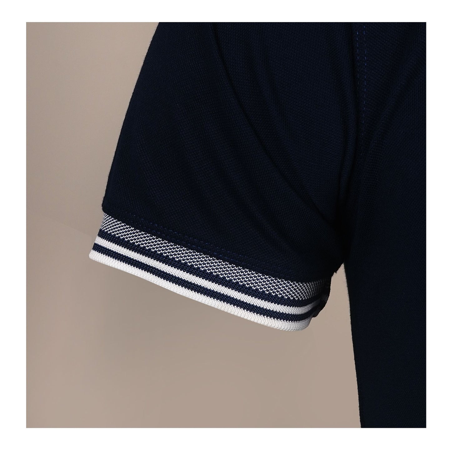 Basix Men's Textured Jacquard Collar Embroidered Logo Marine Shirt, Blue Polo, MPS -107