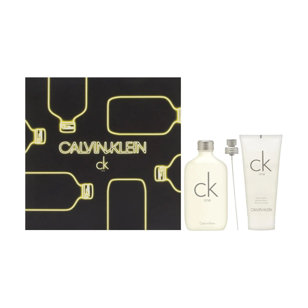 Calvin Klein Ck One Gift Set, For Men & Women, Edt Spray 100ml + Body Wash 100ml + Edt Spray 15ml + 215ml