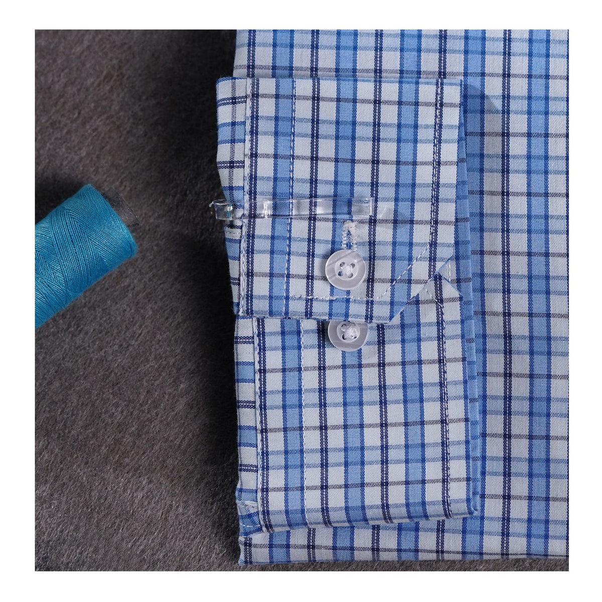 Basix Men's Casual Printed Check Shirt Light Blue CS-012