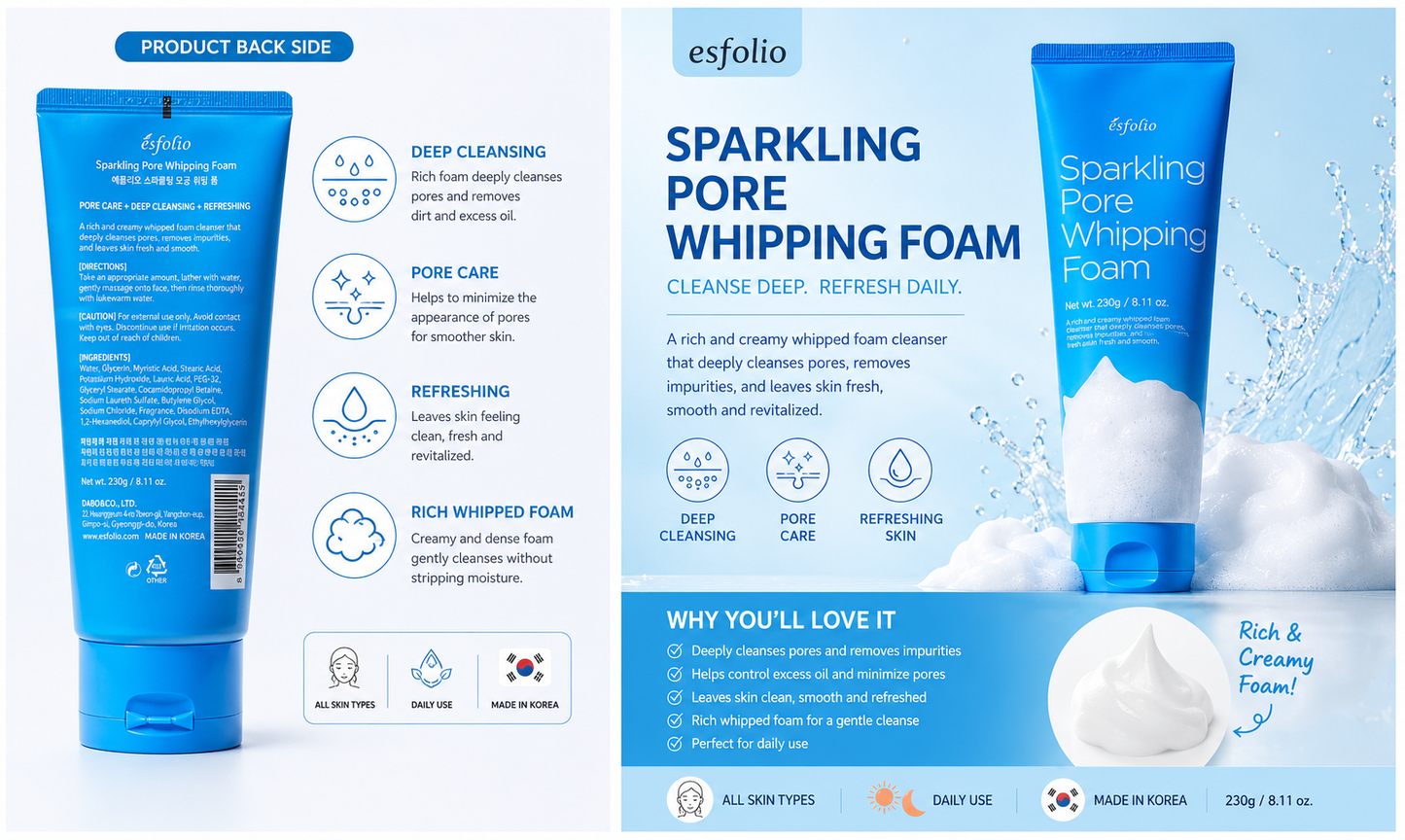 Esfolio Sparkling Pore Whipping Foam