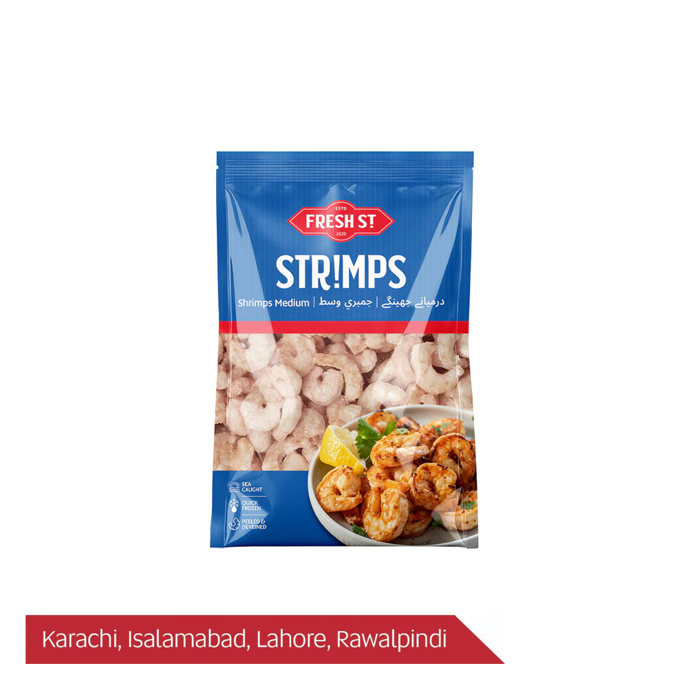 Fresh Street Peeled & Deveined Medium Shrimps (Jhinga) - PND 80/120, 500g