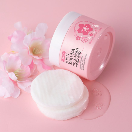 Laikou Japan Sakura Day & Night Toner Pad, Niacinamide, Salisylic Acid, For All Types Of Skin, 100ml, 40-Pack, LK99763A