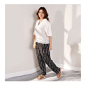 Basix Women's Twin Pocket Black & White Abstract Stripes Trouser, LT-611