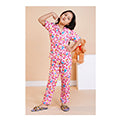 Basix Light & Dark Pink Cherries Short Sleeves Nightwear, 2-Piece Set, GRL-180
