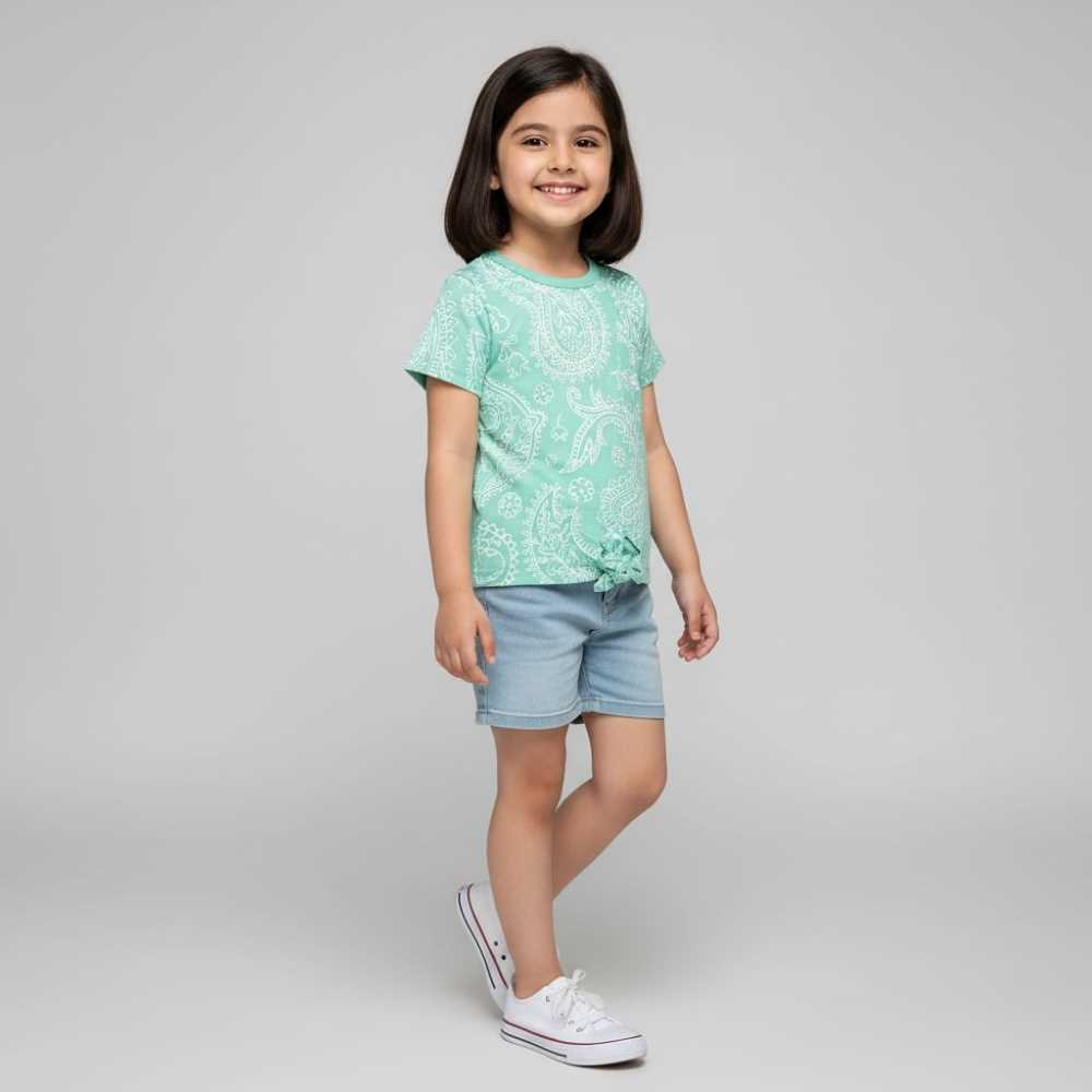 Basix Girls Paisley Play Knot Top 2724