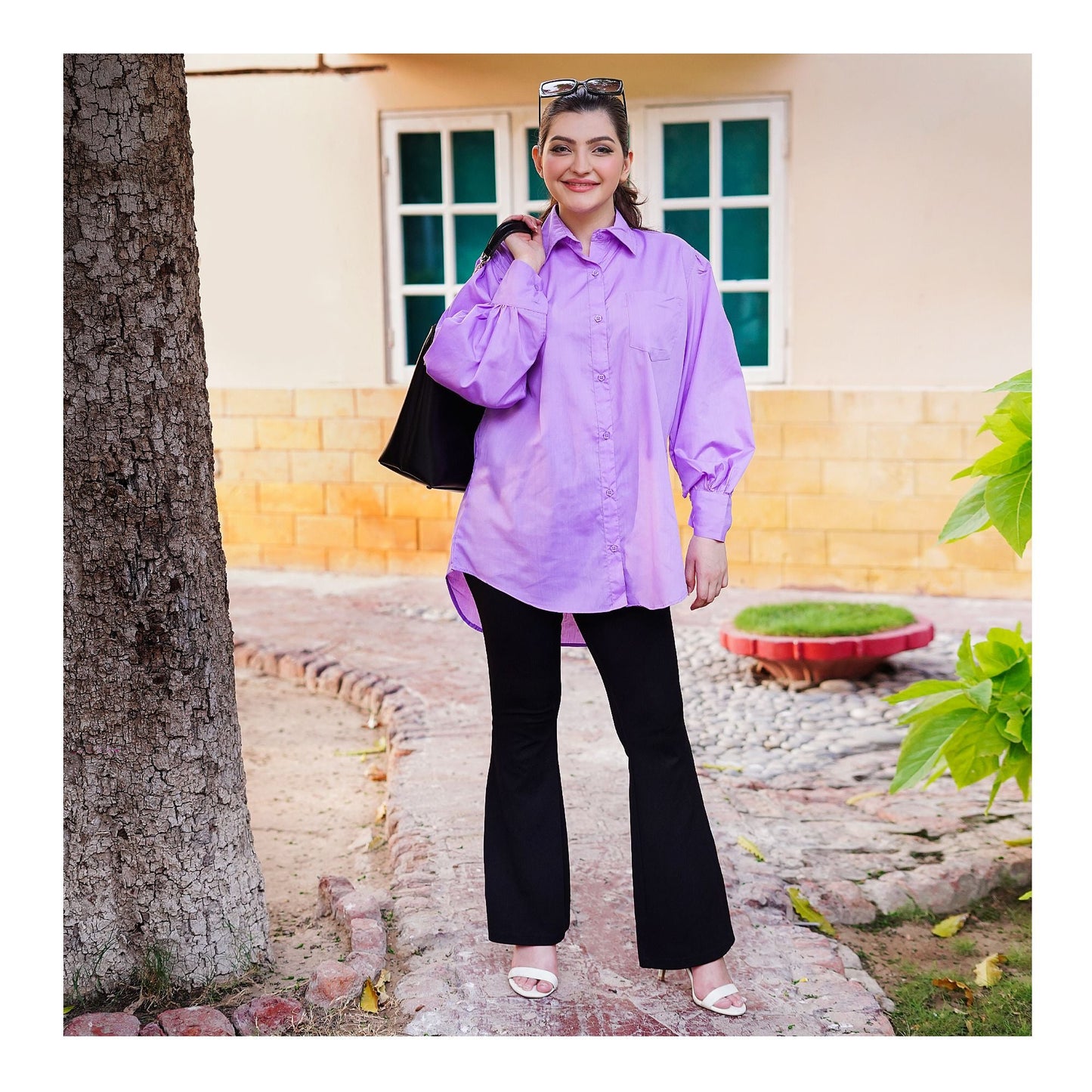 Basix Ladies Western Classic Purple Shirt LWS-21