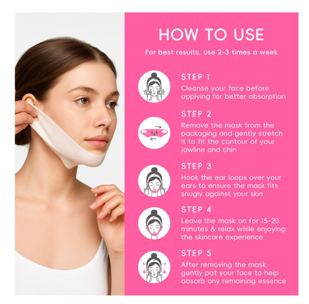 Laikou Japan Sakura V-Line Lifting Chin Sheet Mask, Niacinamide, Hyaluronic Acid, Aloe Vera, For All Face Shapes, 25g, LK33781A
