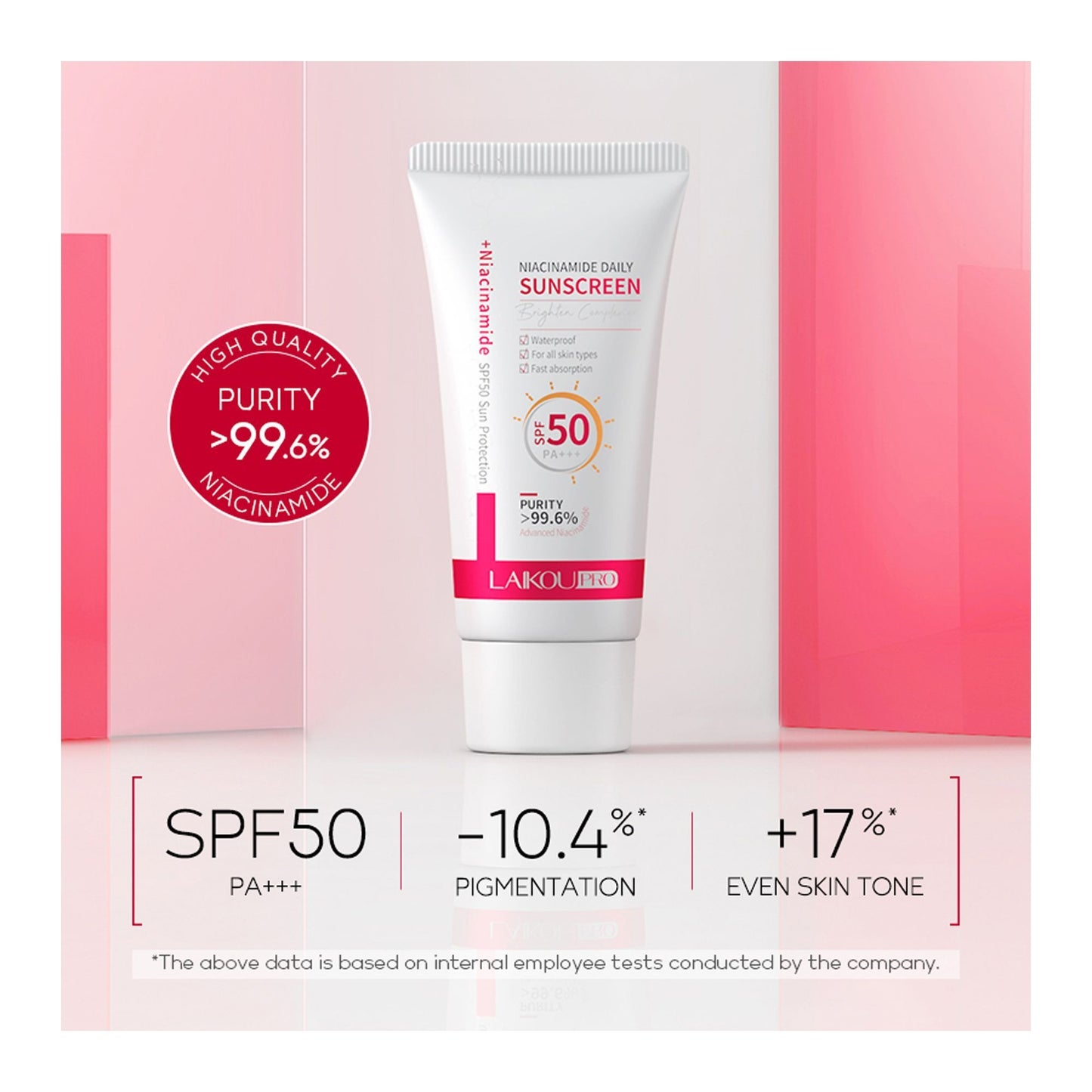 Laikou Pro Niacinamide Daily Sunscreen Waterproof SPF50 PA+++ For All Types Of Skin 50g LK97752C