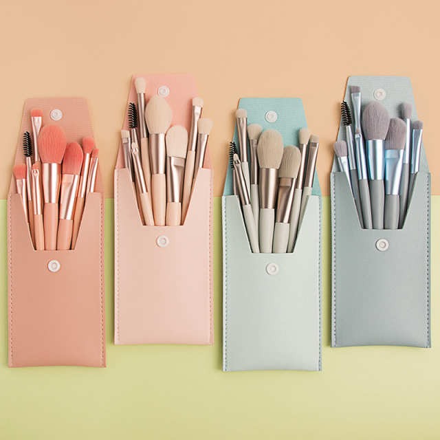 Lameila Travel Mini Makeup Brush Set 8 Piece Assorted Colors #CXT044