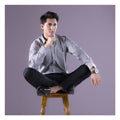 Basix Men's Check Shirt, Black & White, MFS-107