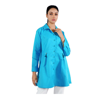 Basix Women's Cotton Button Shirt Satin Turquoise, WS-555
