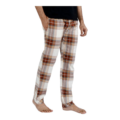 Basix Men's Trouser, Checkered Shades Of Brown N Vanilla, MT-908