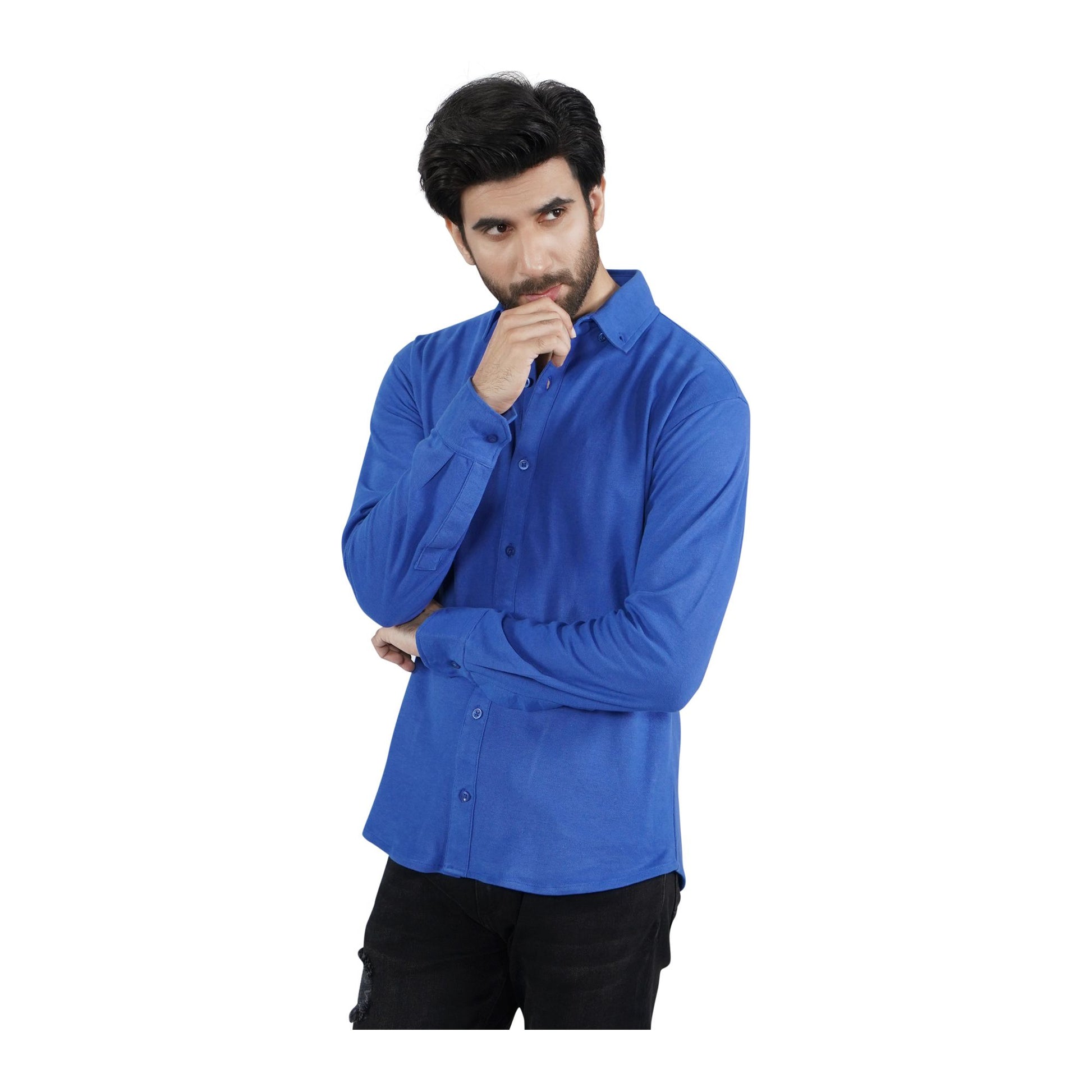 Basix Men's Royal Knitted Pique Fabric Shirt, MCS-201