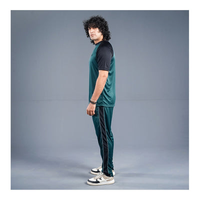 Basix Men's Embroidered Dry Fit Tracksuit, Teal & Black, TS-204