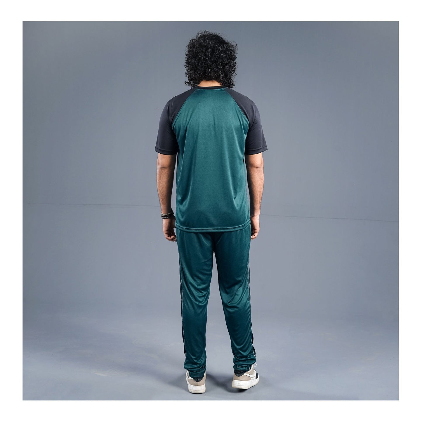 Basix Men's Embroidered Dry Fit Tracksuit, Teal & Black, TS-204