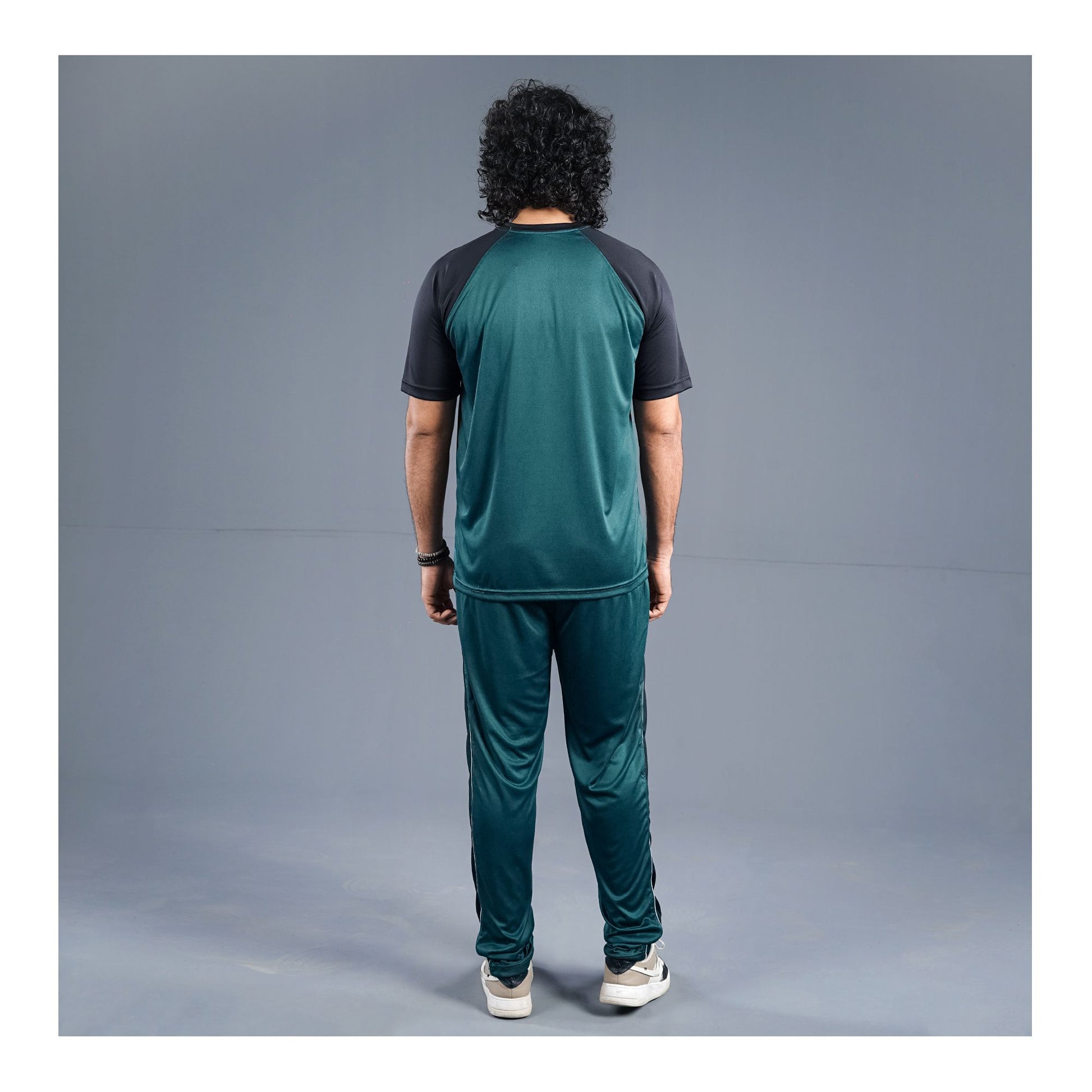 Basix Men's Embroidered Dry Fit Tracksuit, Teal & Black, TS-204