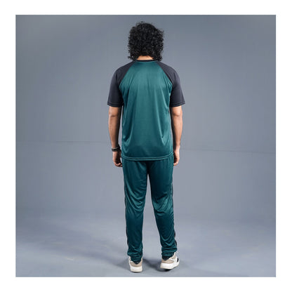 Basix Men's Embroidered Dry Fit Tracksuit, Teal & Black, TS-204