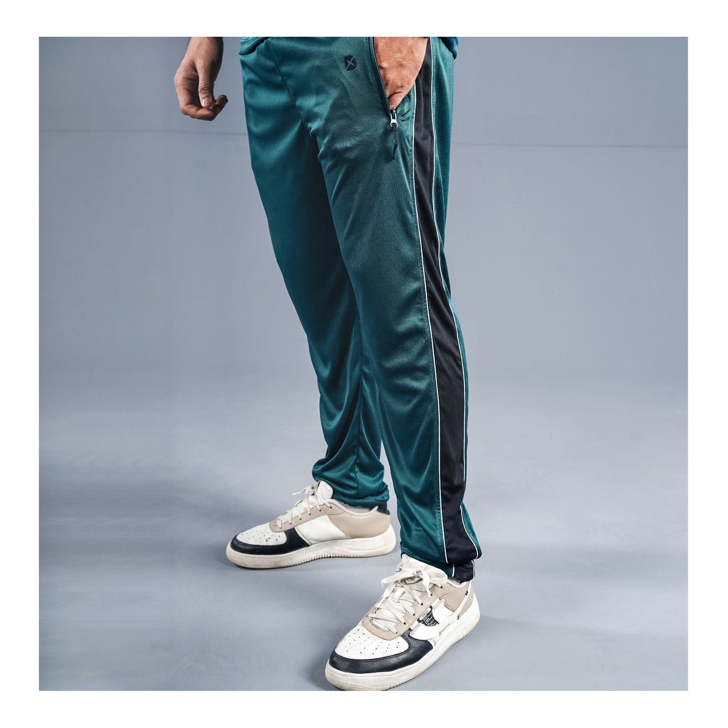 Basix Men's Embroidered Dry Fit Tracksuit, Teal & Black, TS-204