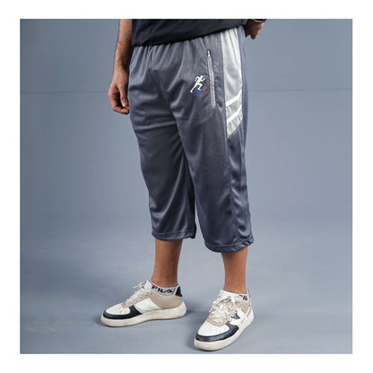 Basix Men's Moisture Wicking 3 Quarter Mesh Gym Shorts with Zipper Pockets, Graphite Grey, M3Q-1007