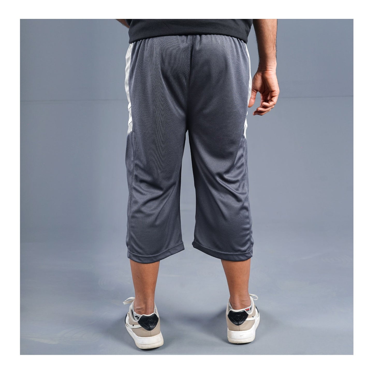 Basix Men's Moisture Wicking 3 Quarter Mesh Gym Shorts with Zipper Pockets, Graphite Grey, M3Q-1007