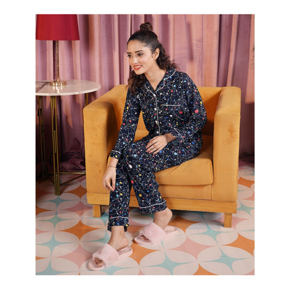 Basix Women's Navy With Colored Polka Dots Loungewear, 2-Piece Set, LW-662