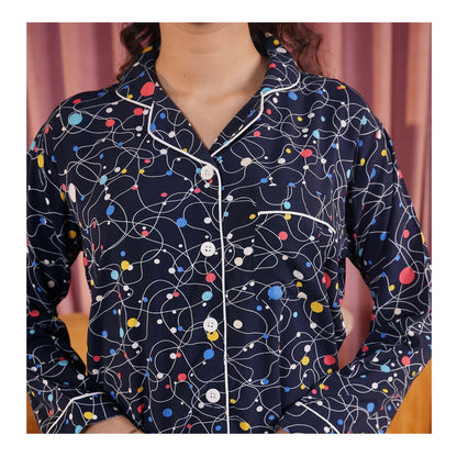 Basix Women's Navy With Colored Polka Dots Loungewear, 2-Piece Set, LW-662