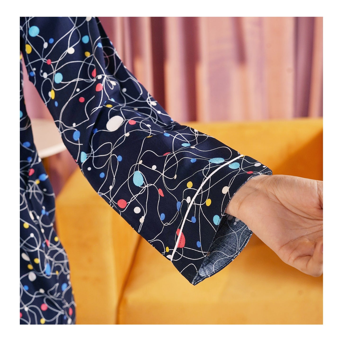 Basix Women's Navy With Colored Polka Dots Loungewear, 2-Piece Set, LW-662