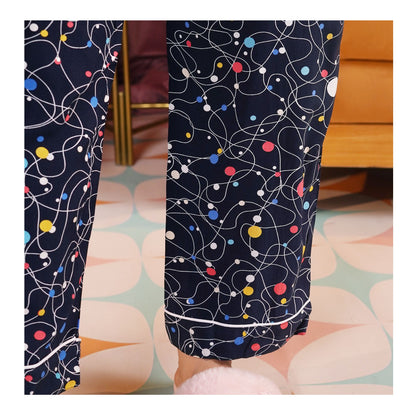 Basix Women's Navy With Colored Polka Dots Loungewear, 2-Piece Set, LW-662