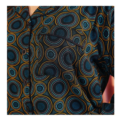 Basix Women's Black Turquoise & Grey Circular Patterns Loungewear, 2-Piece Set, LW-663