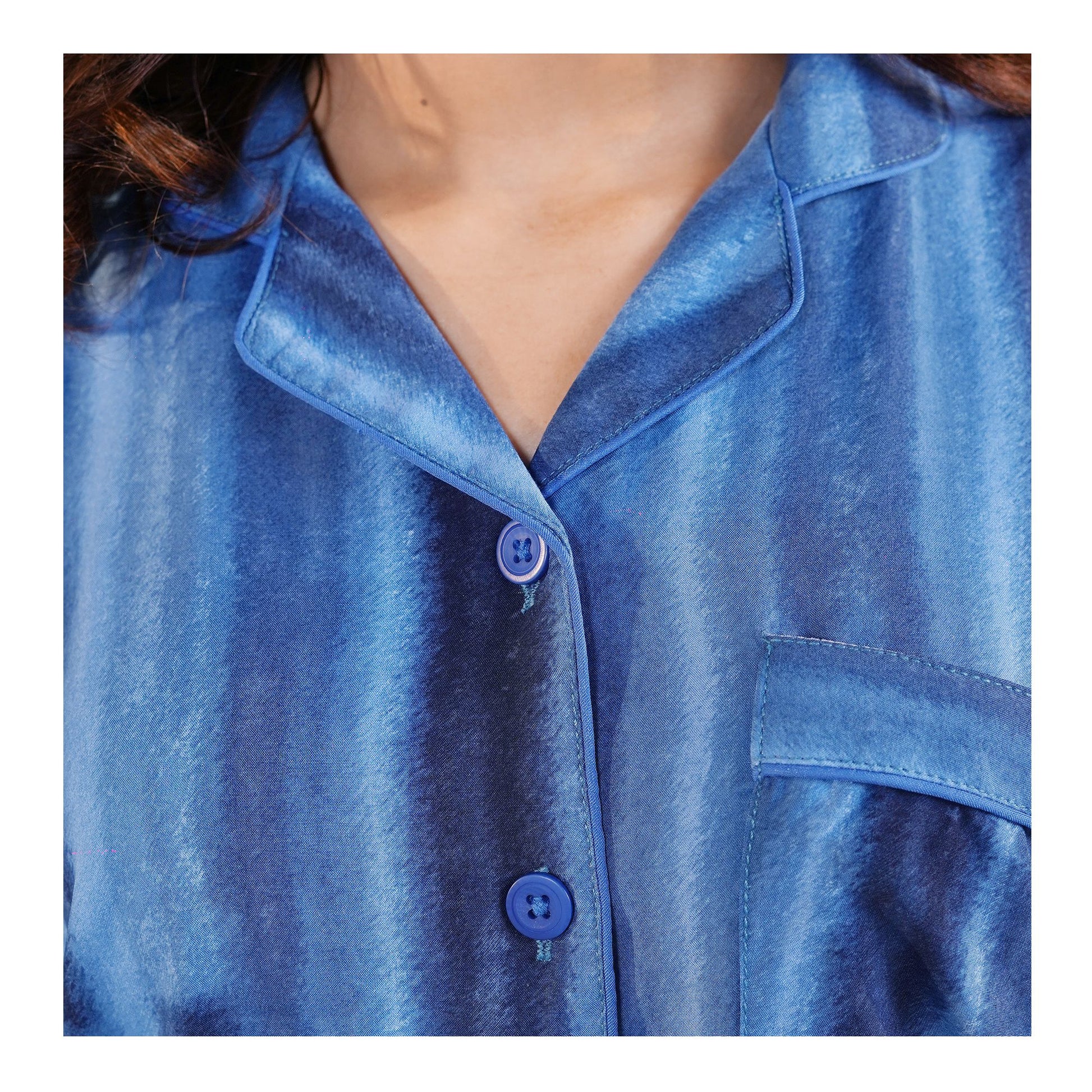 Basix Women's Light & Dark Blue Tie & Dye Loungewear, 2-Piece Set, LW-664