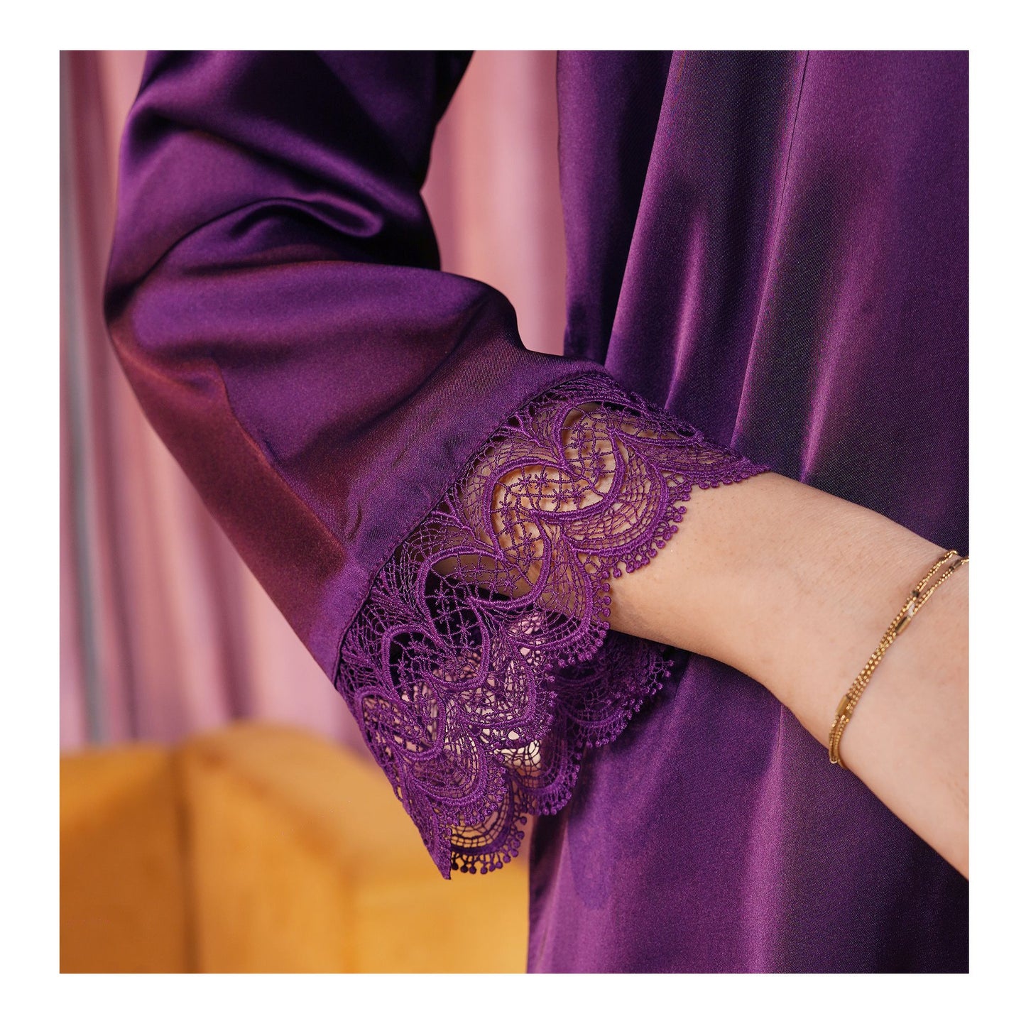 Basix Women's Purple Full Sleeves Shirt & Trouser With Lace, 2-Piece, SW-120