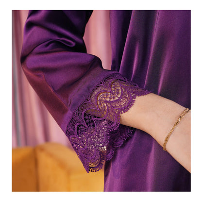 Basix Women's Purple Full Sleeves Shirt & Trouser With Lace, 2-Piece, SW-120