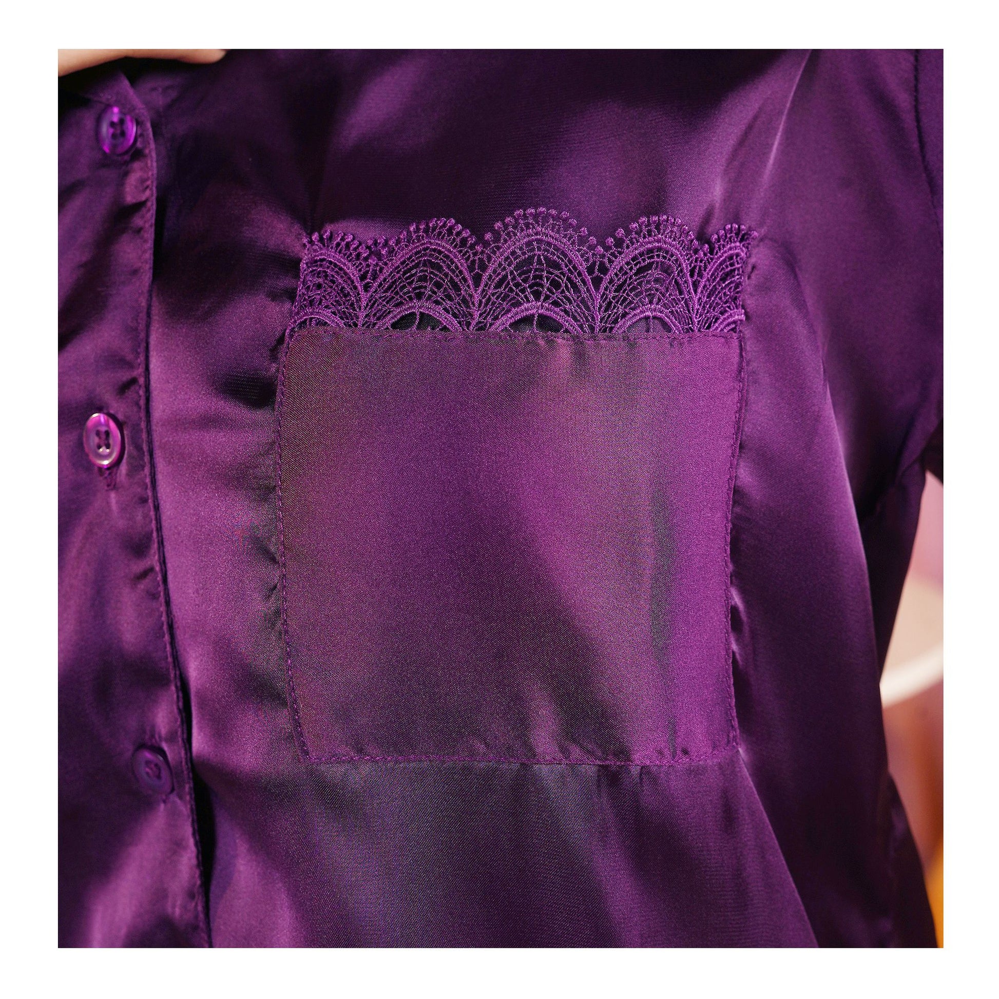 Basix Women's Purple Full Sleeves Shirt & Trouser With Lace, 2-Piece, SW-120
