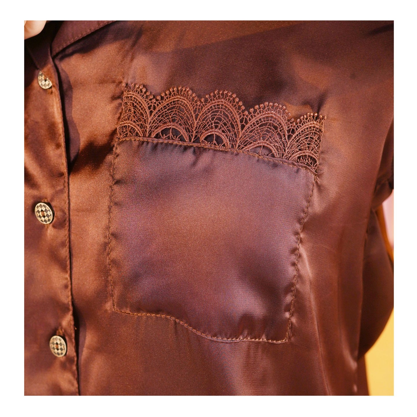 Basix Women's Dark Brown Full Sleeves Shirt & Trouser With Lace, 2-Piece, SW-119