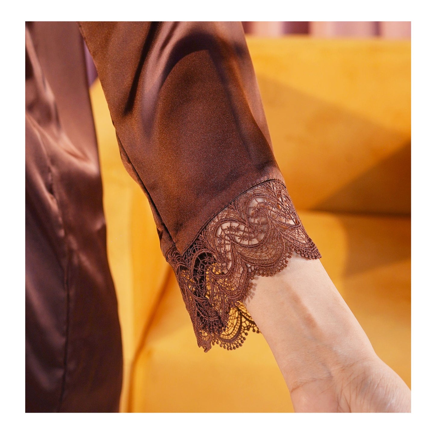 Basix Women's Dark Brown Full Sleeves Shirt & Trouser With Lace, 2-Piece, SW-119