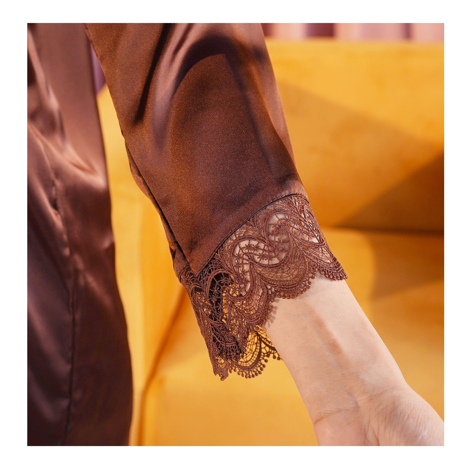 Basix Women's Dark Brown Full Sleeves Shirt & Trouser With Lace, 2-Piece, SW-119