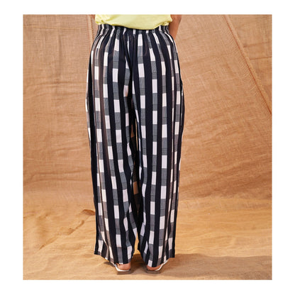 Basix Women's Twin Pocket Black Grey & White Geometric Boxes, Palazzos, LT-616