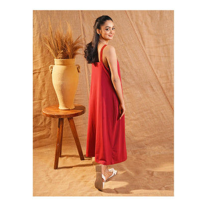 Basix Women's Stretchable Night Gown With Stretchable Neck & Shoulder Strap Laces, Cotton, Maroon, LNG-52