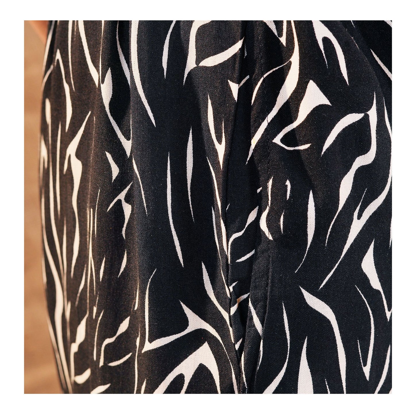 Basix Women's Twin Pocket Abstract Stripes Palazzos, Black With White, LT-618