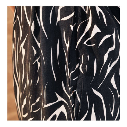 Basix Women's Twin Pocket Abstract Stripes Palazzos, Black With White, LT-618