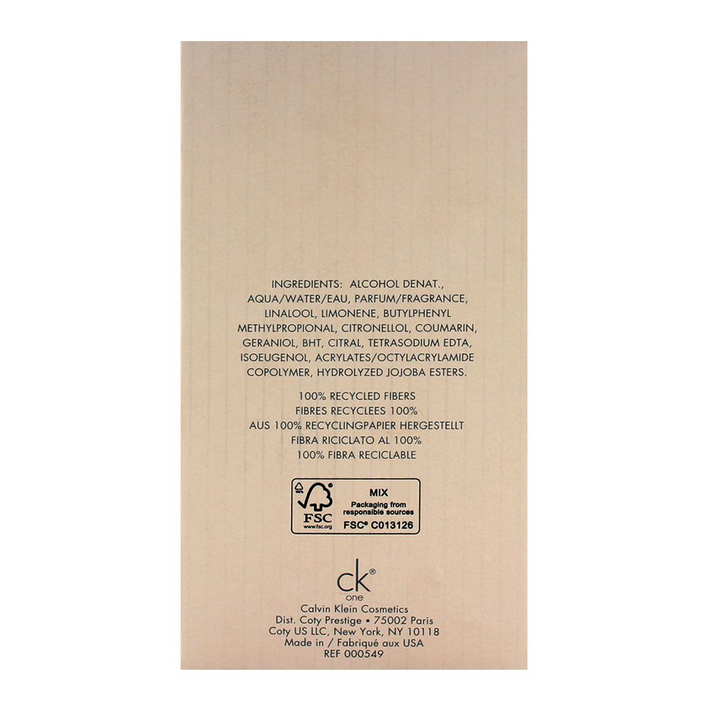 Calvin Klein One Eau de Toilette 100ml