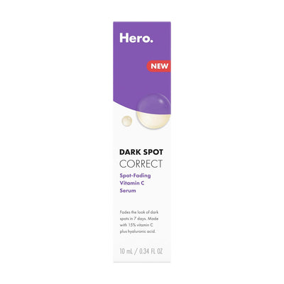 Hero Cosmetics Dark Spot Correct Spot-Fading Serum, Vitamin C, Hyaluronic Acid, For Acne-Prone Skin, 10ml